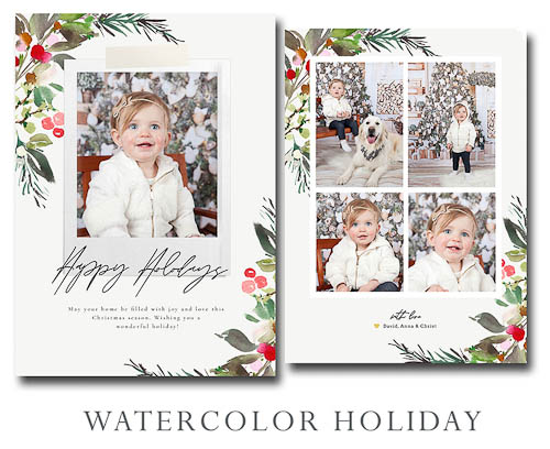 Watercolor Holiday - Christmas Card